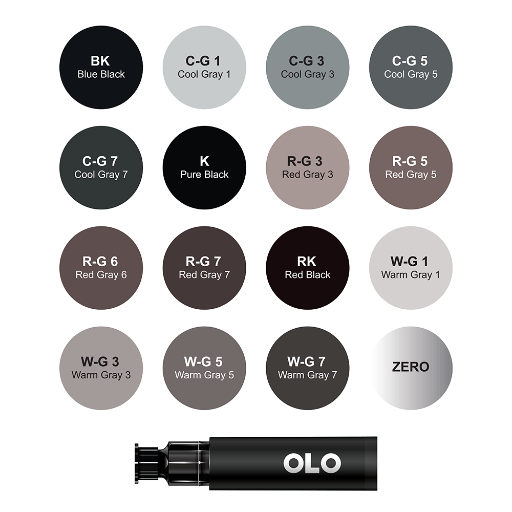 16 Color Grays Collection 2 - Brush Replacement Ink