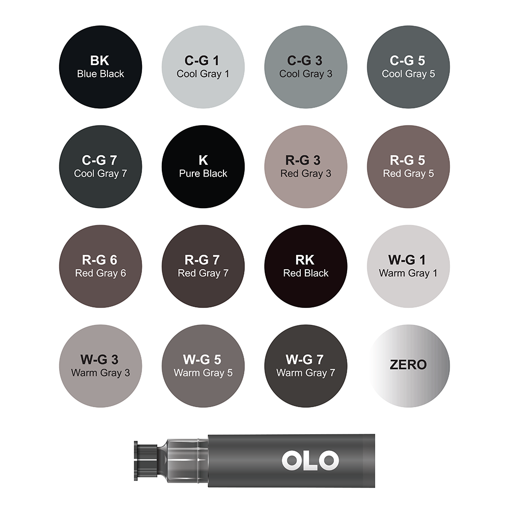 16 Color Grays Collection 2 - Chisel Replacement Ink